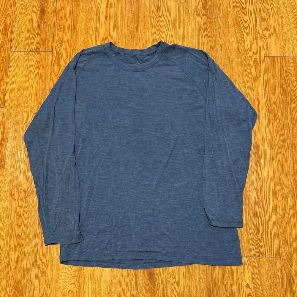 WoolX Men's Shirt Long Sleeve Merino Base Layer Blue Size XL